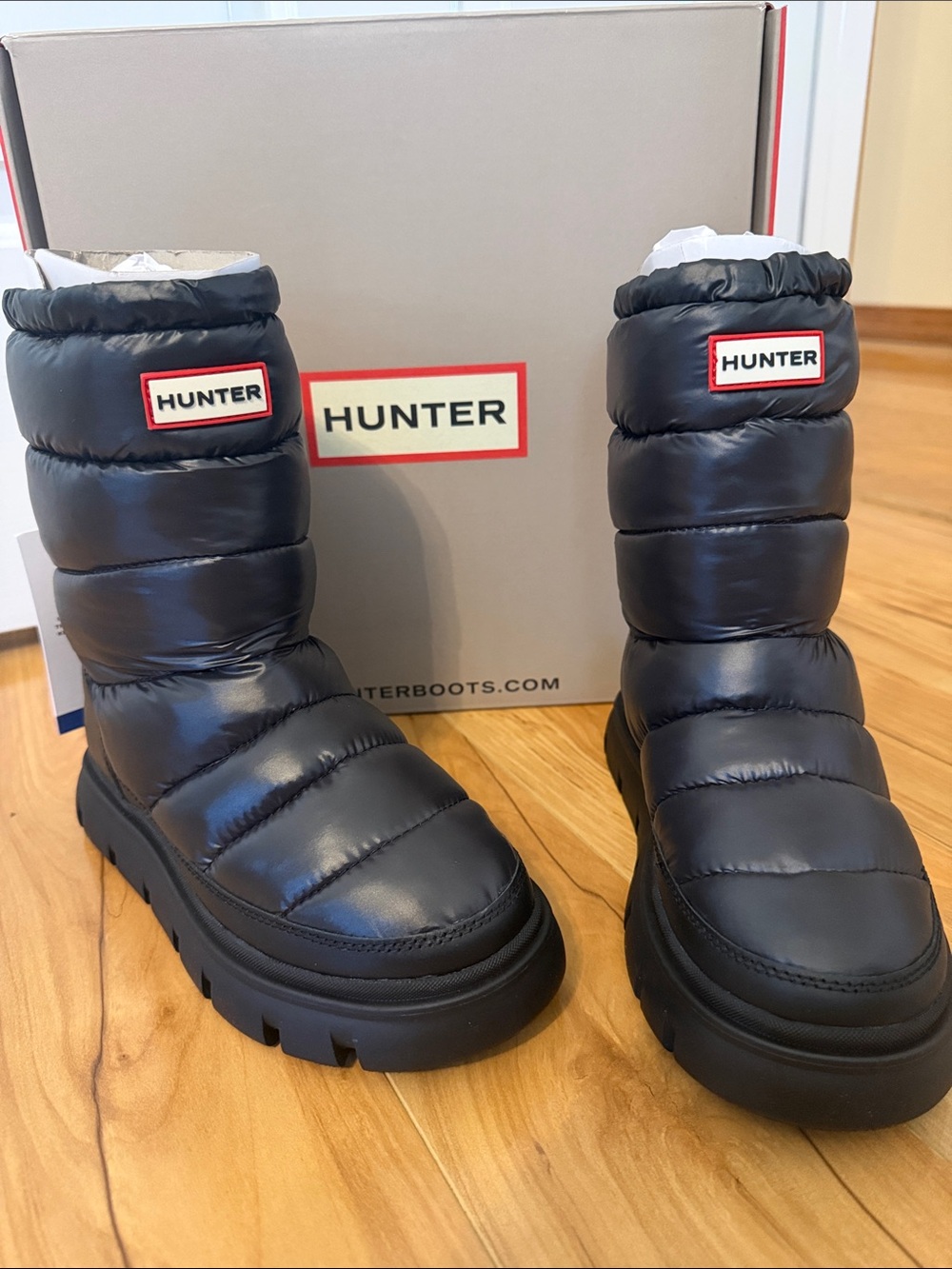 Hunter Black Quilted Puff Winter Boots